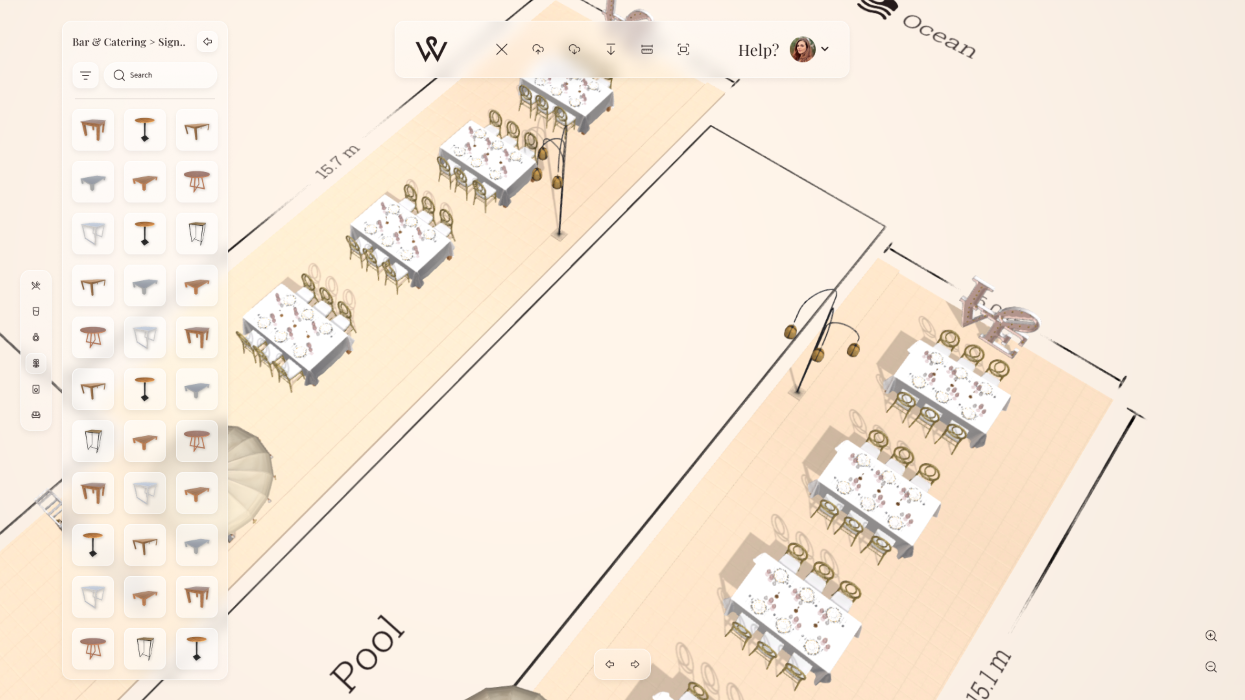 Live 3D wedding venue design in Weddingly