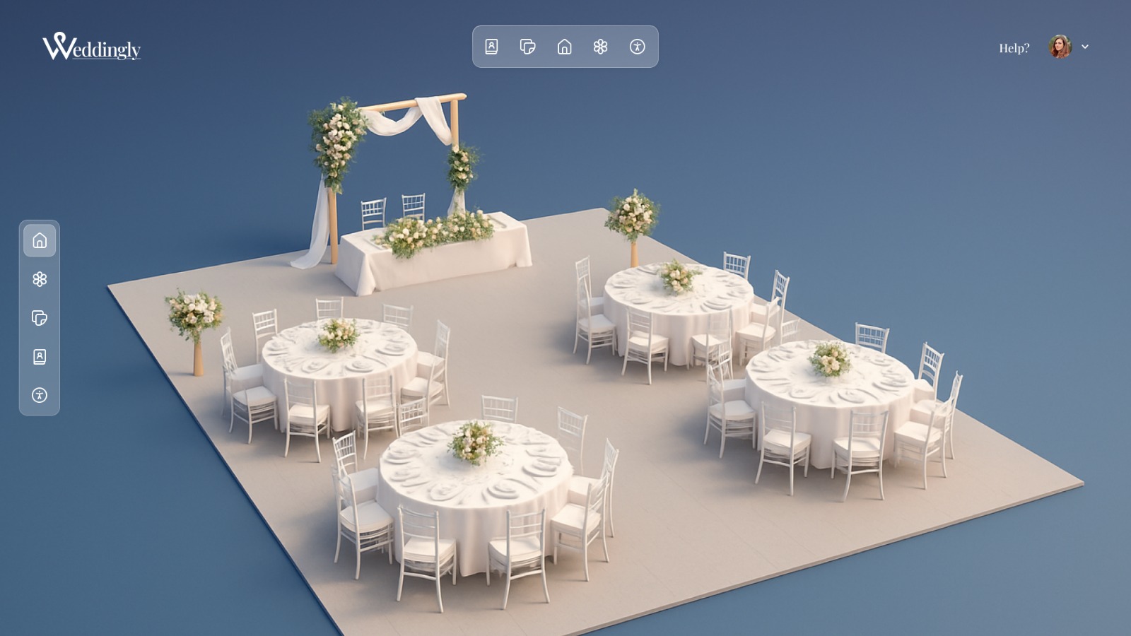 3D venue layout in Weddingly